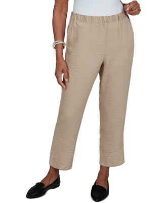 Брюки Petite Alfred Dunner Travel Advisory Pull-On Elastic-Waist Crinkle-Texture Ankle