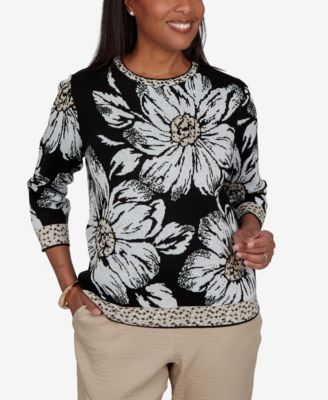 Alfred Dunner Petite вязаный джемпер Travel Advisory Floral