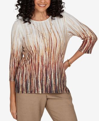Топ Alfred Dunner Petite Union Square Textured Ombre 3/4-Sleeve