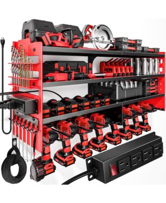 XDOVET Power Tool Organizer Wall Mount Charging Station Metal Rack Drill Holder Utility Strip