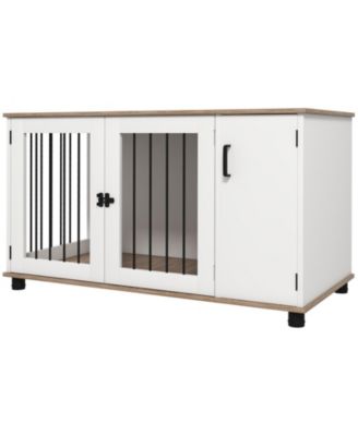 RUIE Large Dog Crate Furniture End Table with Side Cabinet Storage