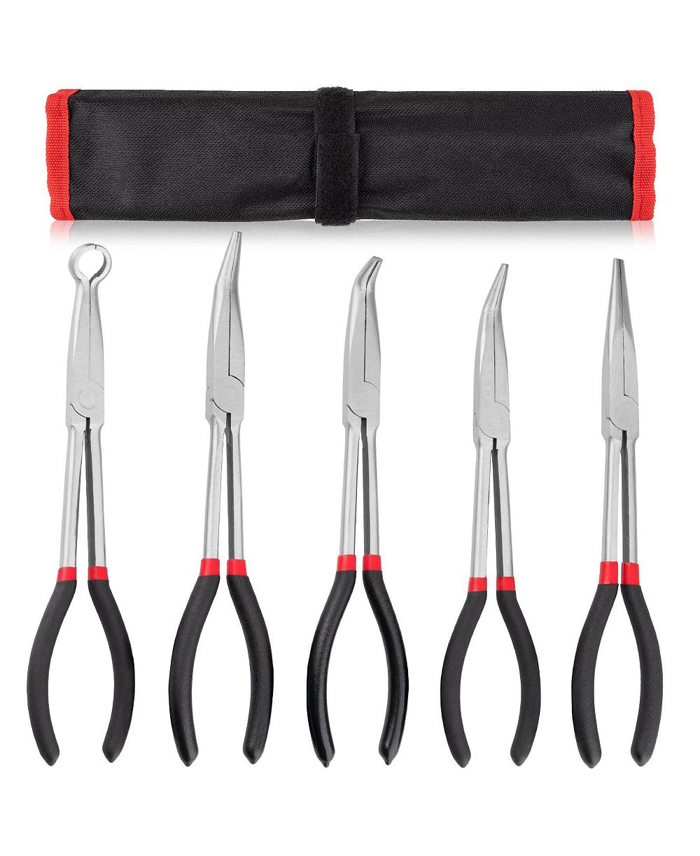 XDOVET Bent Nose Pliers 11 Inches  Extra Long Set Straight Circle Precision Work