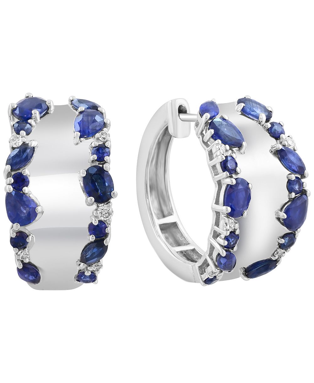 Серьги EFFY Collection из стерлингового серебра с сапфиром (7/8 кар. общ.) и бриллиантами (1/20 кар. общ.)