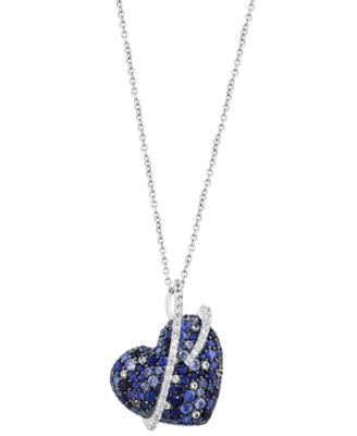 EFFY Collection Blue Sapphire (2-1/3 ct. t.w.) & White Sapphire (1/3 ct. t.w.) Pendant Necklace in Sterling Silver