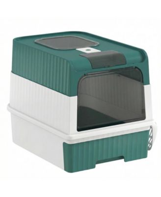 RUIE Hooded Cat Litter Box with Drawer Pan Front Entry and Top Exit