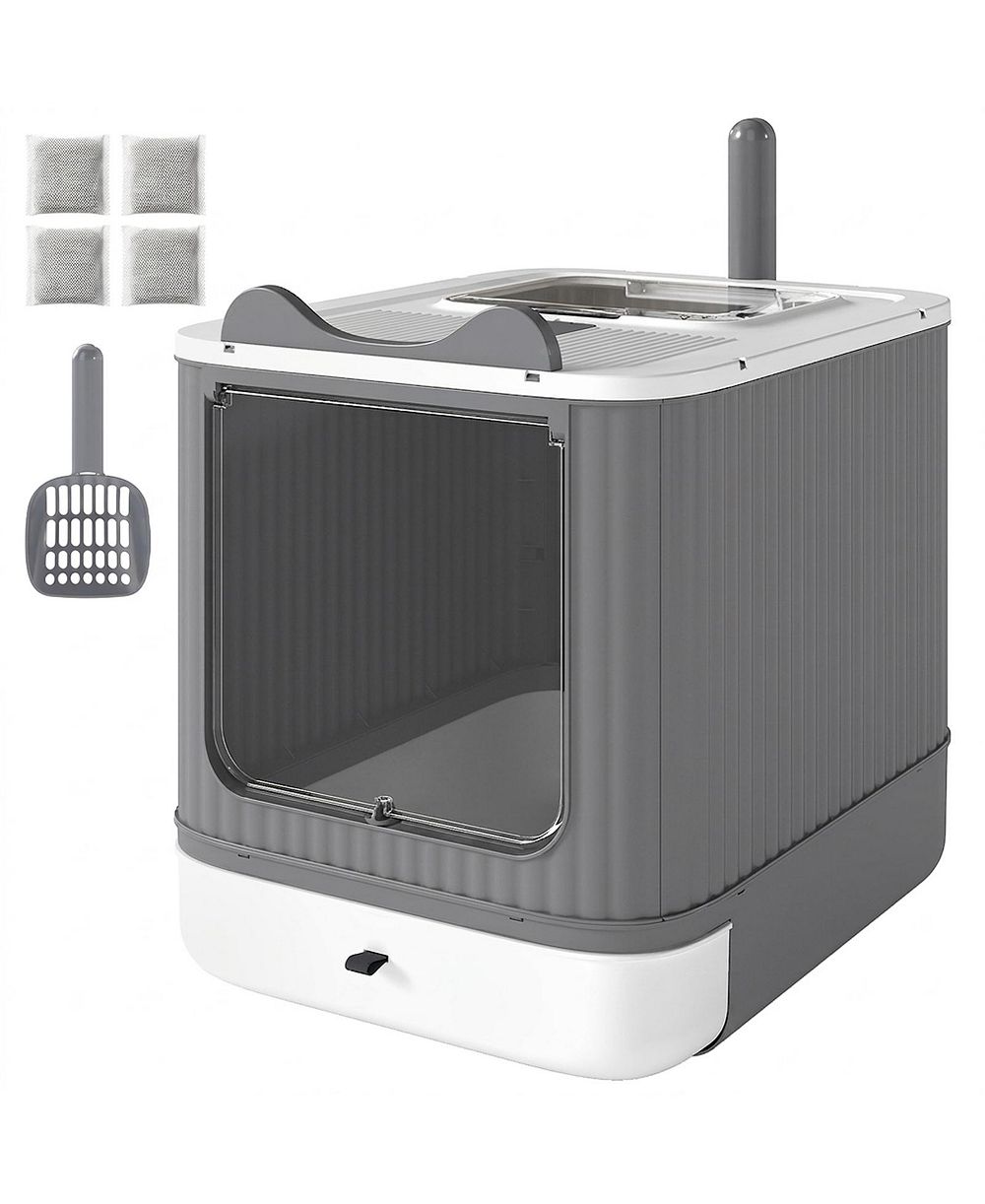 RUIE Enclosed Cat Litter Box with Front Entry Top Exit and Drawer