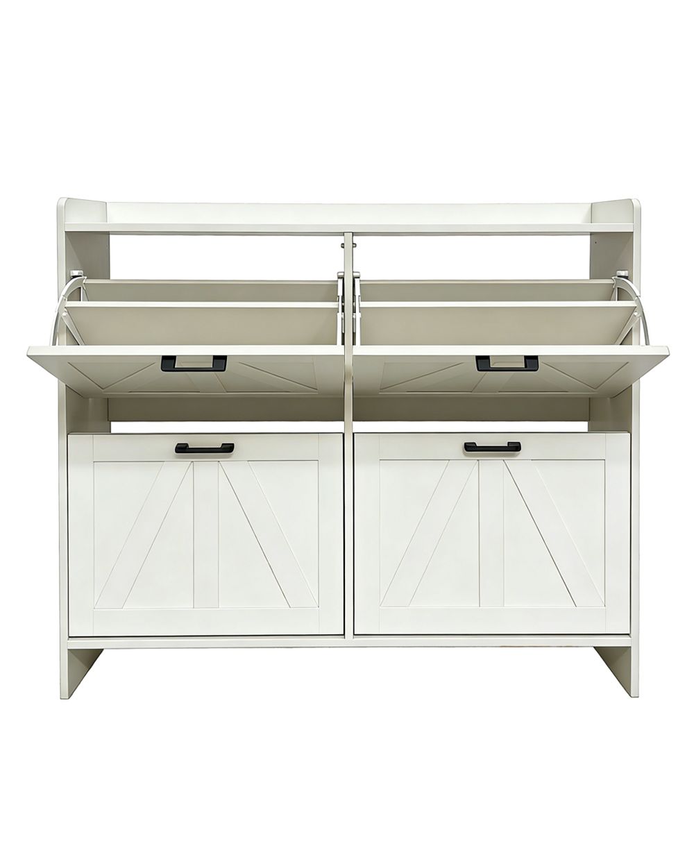 Clihome Shoe Cabinet with 4 Flip Drawers