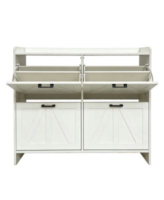 Clihome Shoe Cabinet with 4 Flip Drawers