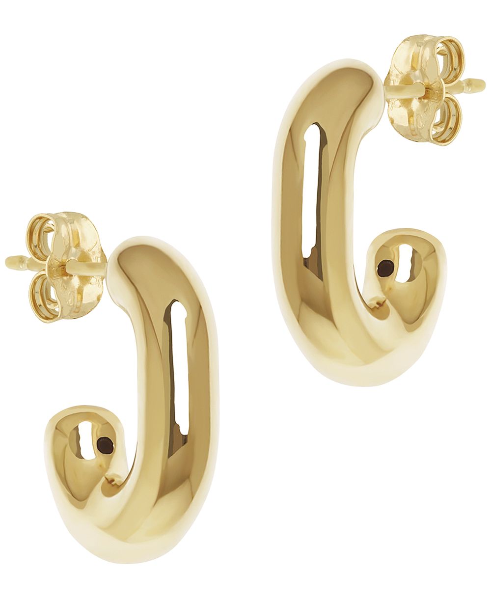 Маленькие массивные серьги-кольца Macy's Sculptured Bold J из желтого золота 14 карат