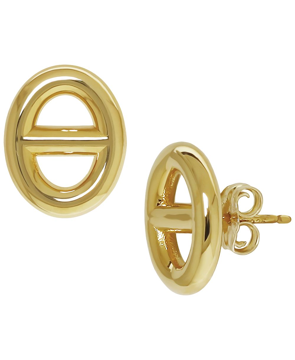 Серьги-гвоздики Sculptured Mariner Link из желтого золота 14k