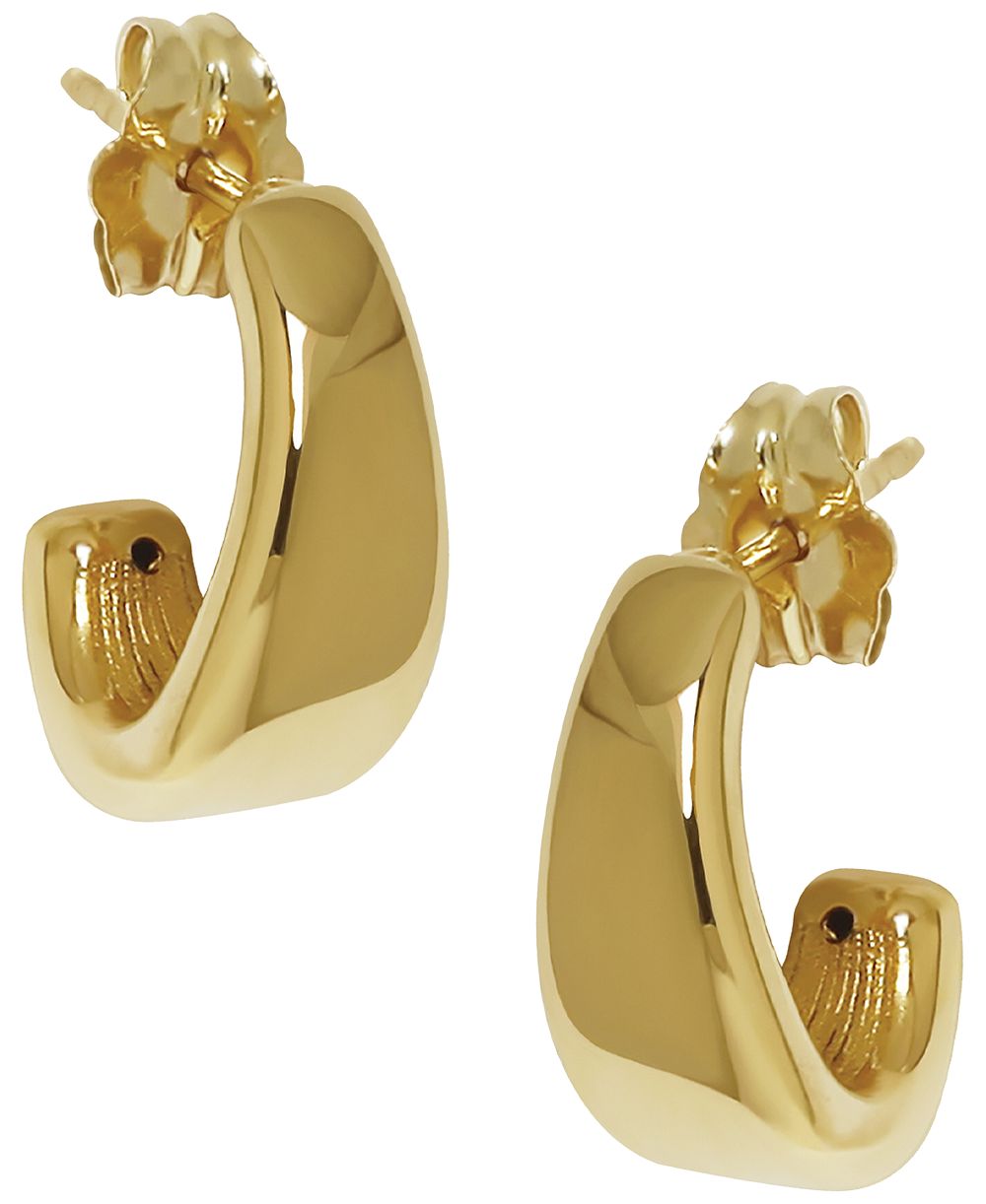 Серьги Macy's Sculptured Small J Hoop, 14k Yellow Gold