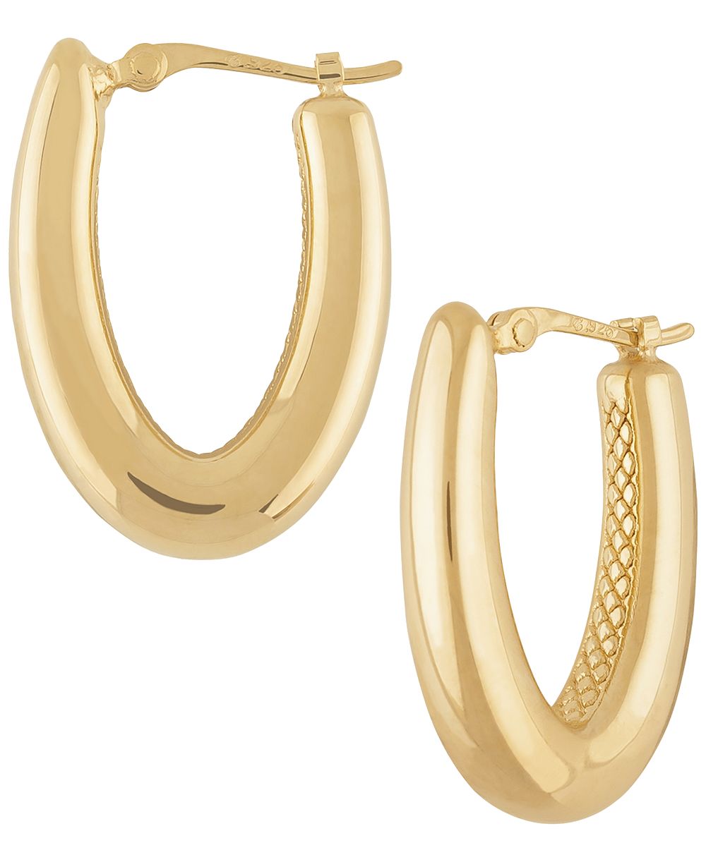 Серьги-кольца Macy's Sculptured Medium V-Shaped в 14k желтом золоте