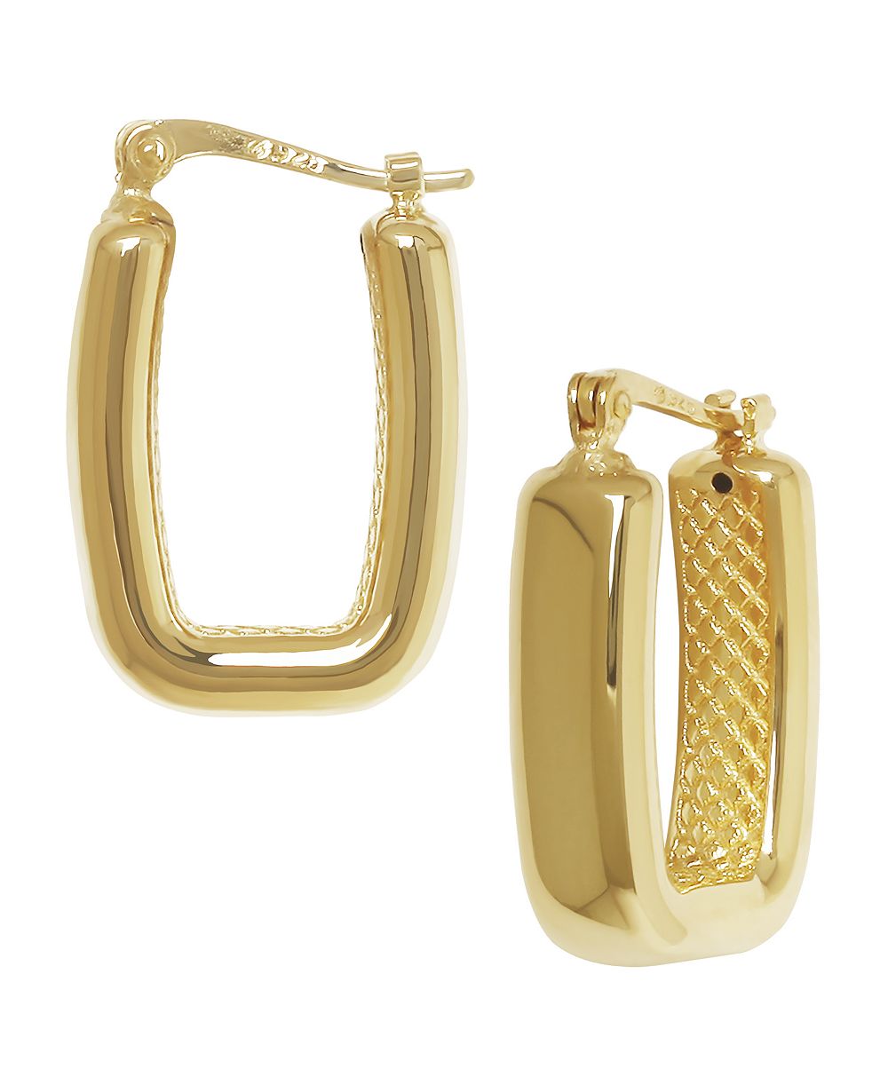 Серьги-кольца Macy's Sculptured Bold Rectangle 14k Yellow Gold
