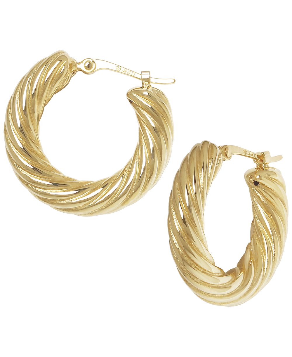 Серьги-кольца Sculptured Spiral Cable Twist в 14k Yellow Gold