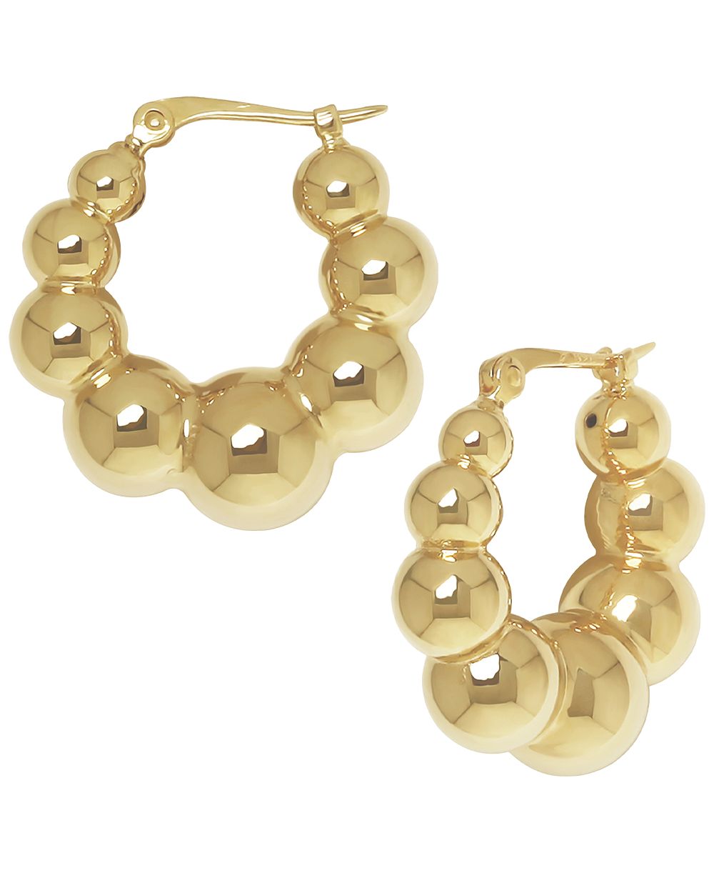 Серьги-кольца Macy's Sculptured Graduated Ball из желтого золота 14 карат