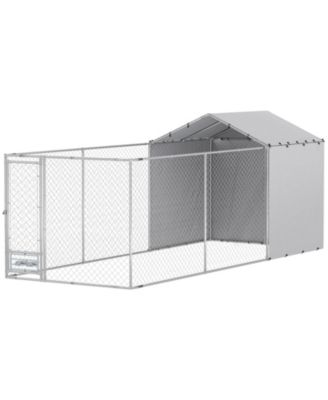 RUIE Galvanized Chain Link Outdoor Dog Kennel with Waterproof Cover