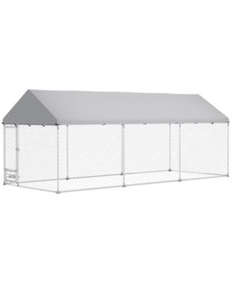 RUIE Outdoor Dog Kennel Dog Run with Rotatable Bowl Rack and Cover