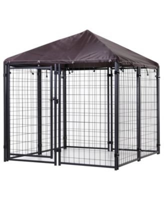 RUIE Heavy Duty Outdoor Dog Kennel Welded Wire Dog Run with Waterproof Roof
