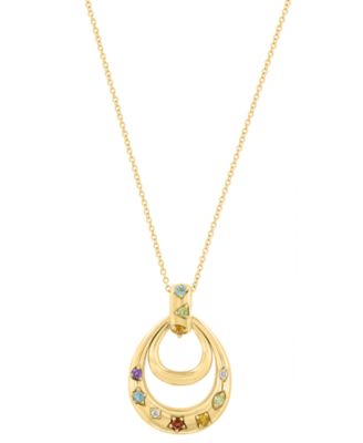 EFFY Collection кулон с мультикамнями (1/4 карата суммарно) и бриллиантовой окантовкой из желтого золота 14k на стерлинговом серебре