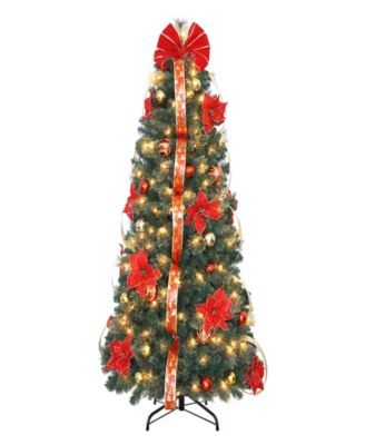 Puleo International 6" Pre-Lit Artificial Pop-Up Adorned Christmas Tree