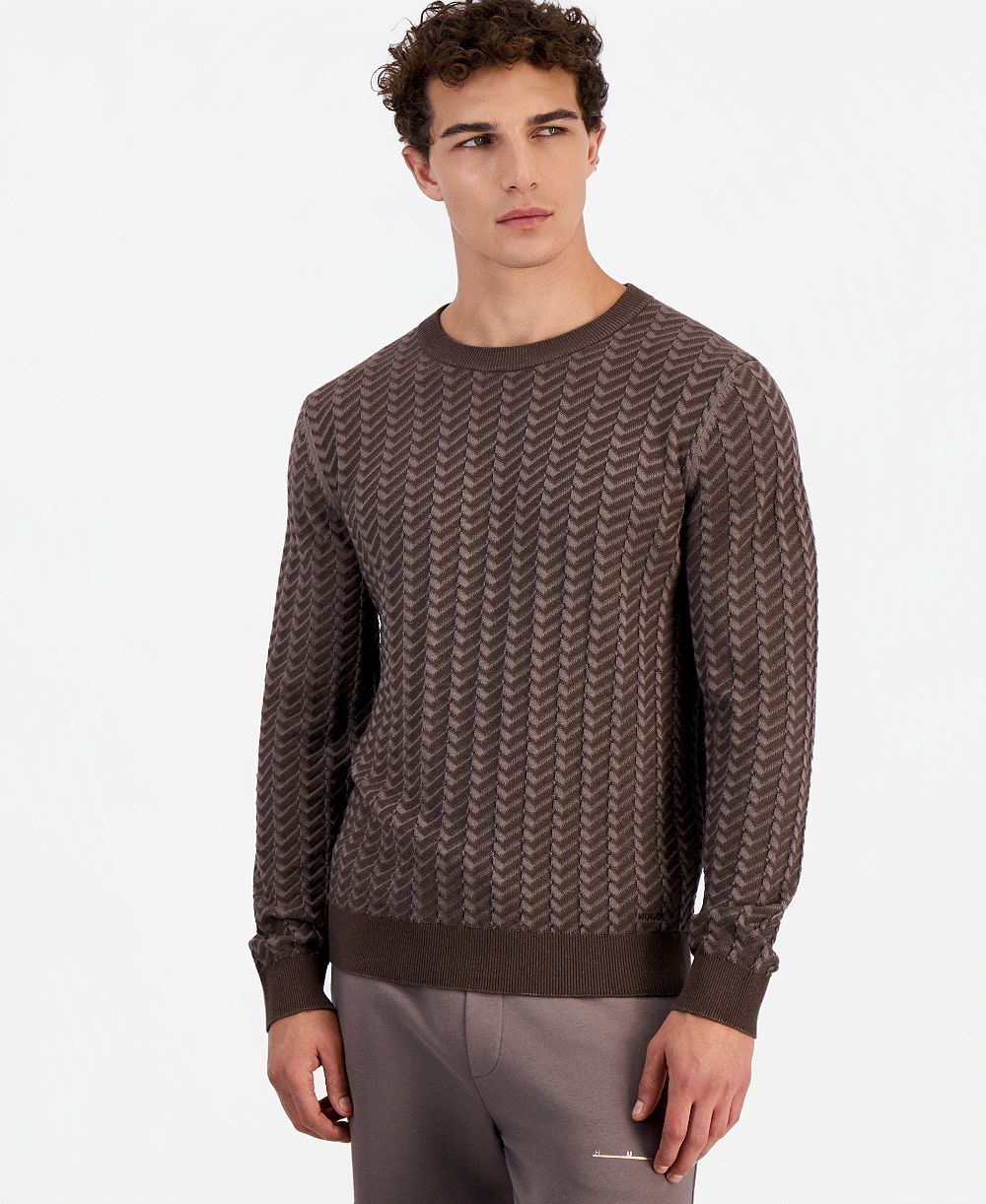 Мужской хлопковый свитер Hugo Boss с круглым вырезом