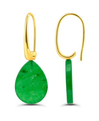 Macy's 14k Gold-Plated Genuine Stone Teardrop Hardwire Fishhook Drop Earrings