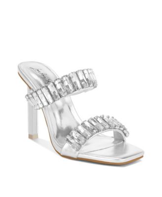 London Rag Womens Leonardi Oversized Crystal Baguette Stone Heels