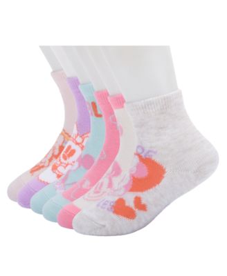 Planet Sox Toddler Girls' 2T-5T Minnie Mouse Ankle Socks, 6-Piece Set