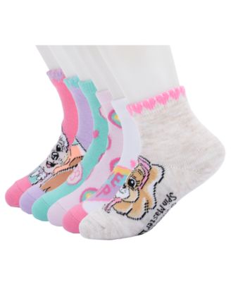 Planet Sox Toddler Girls' 2T-5T Paw Patrol Love Pup Ankle Socks, 6-Pack