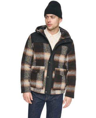 Levi's Мужская куртка с капюшоном из смесовой шерсти в клетку