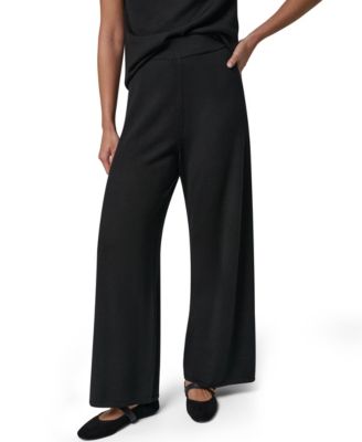 Женские шерстяные брюки Donna Karan New York с высокой посадкой и широкими штанинами