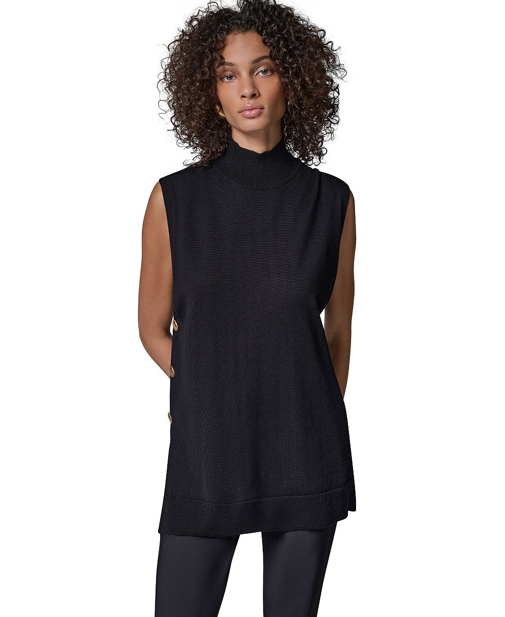 Женская туника Donna Karan New York из мериносовой шерсти без рукавов с воротником-стойкой