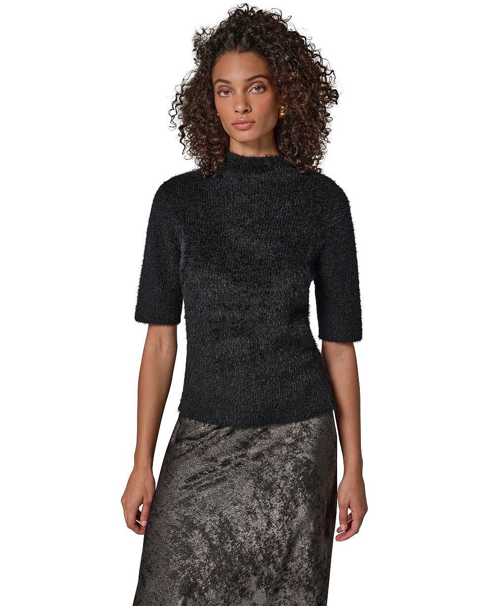 Donna Karan New York Women's Short-Sleeve Mock Neck Sweater
