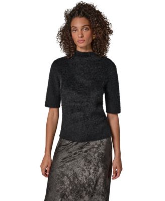 Donna Karan New York женский свитер с коротким рукавом и воротником-стойкой