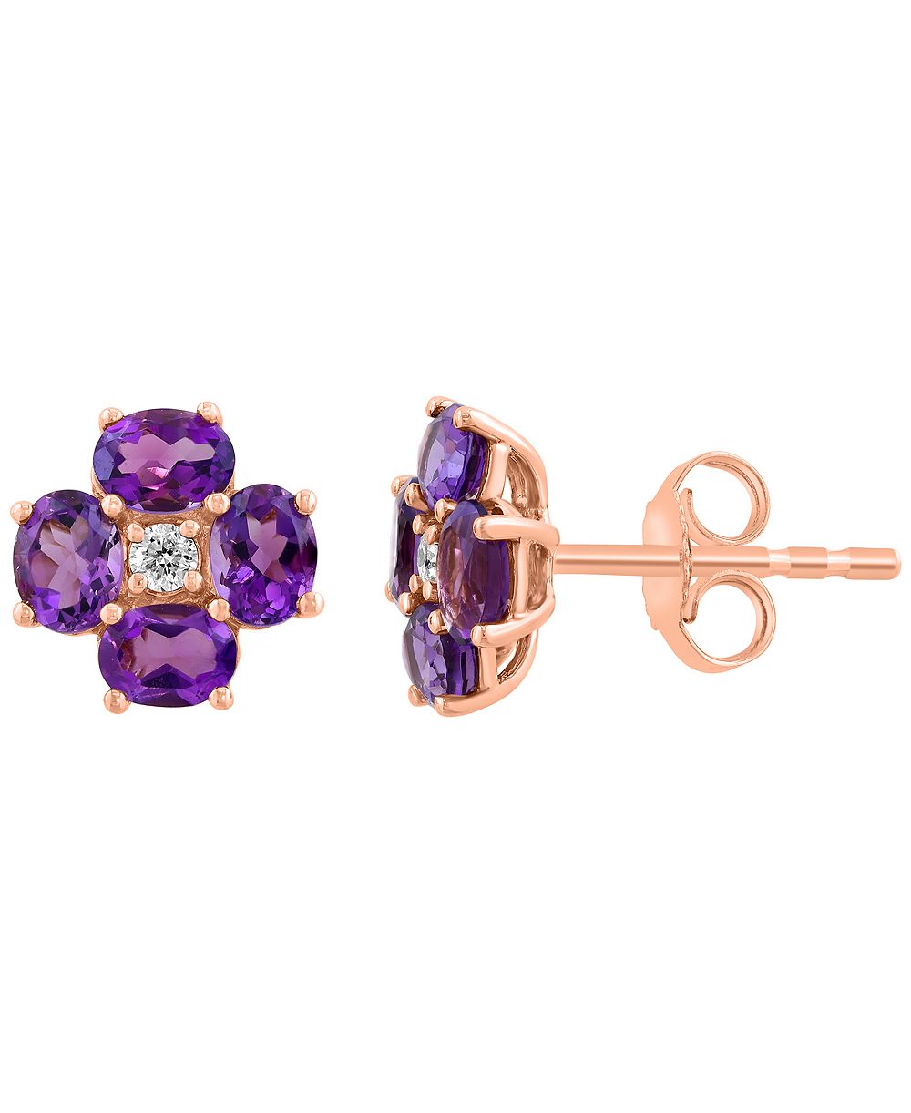 EFFY Collection Gemstone (1-1/10 ct. t.w.) & Diamond (1/20 ct. t.w.) Earrings in 14k Gold (Also Available Blue Topaz & Citrine)
