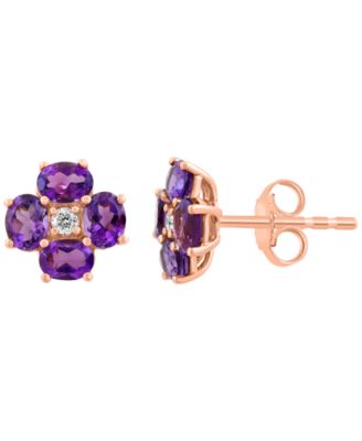 EFFY Collection Gemstone (1-1/10 ct. t.w.) & Diamond (1/20 ct. t.w.) Earrings in 14k Gold (Also Available Blue Topaz & Citrine)