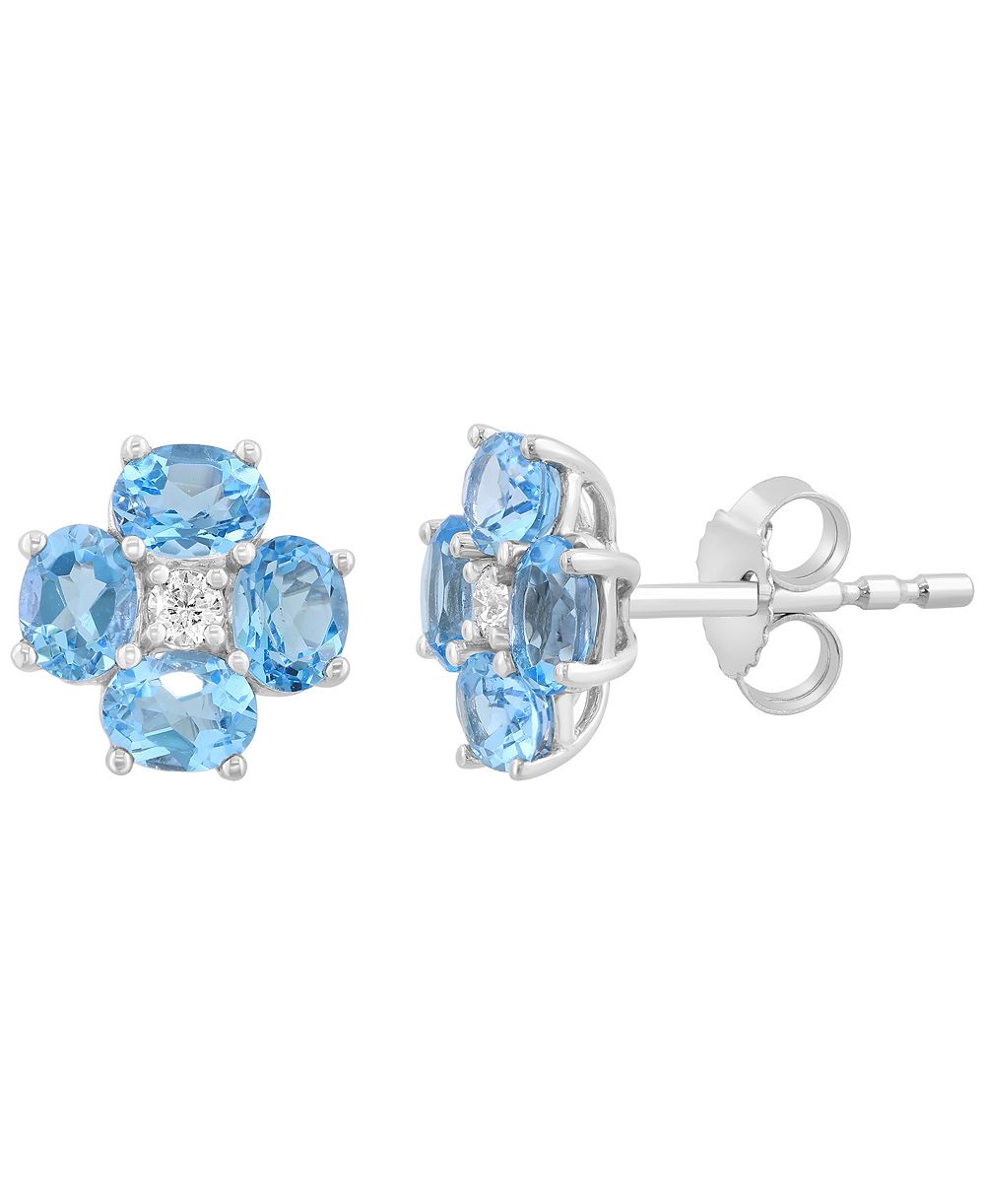 Серьги EFFY Collection с драгоценным камнем (1-1/10 карата суммарно) и бриллиантом (1/20 карата суммарно) из золота 14 карат (также доступны топаз и цитрин)