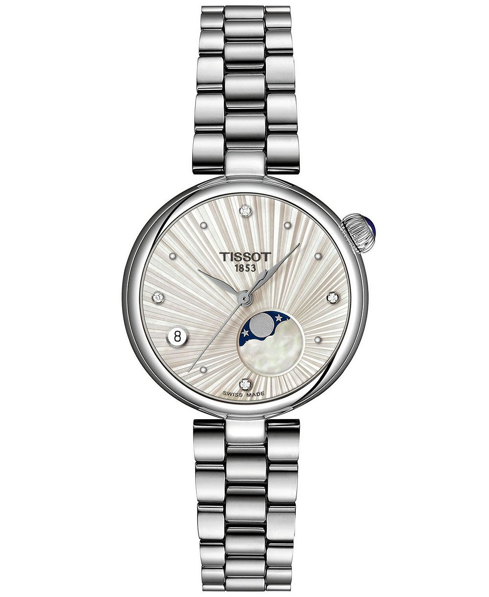 Tissot Women's Desir Moonphase Quartz Silver-Tone Stainless Steel Bracelet Watch 29.6mm