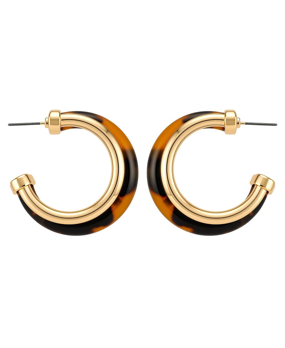 GUESS Gold-Tone Tortoise Hoop Earrings