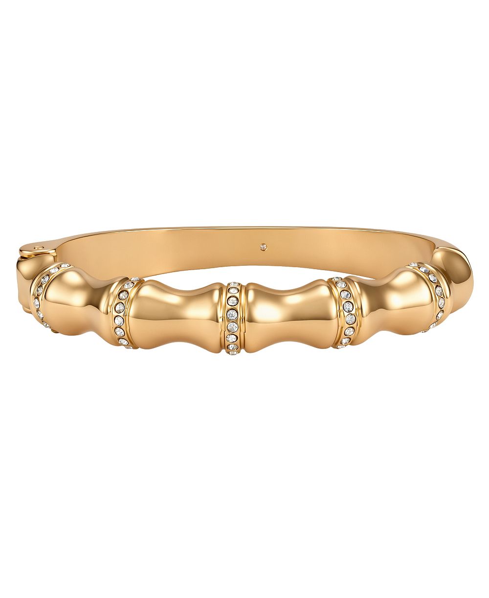 GUESS Gold-Tone Crystal Side-Hinge Bangle Bracelet
