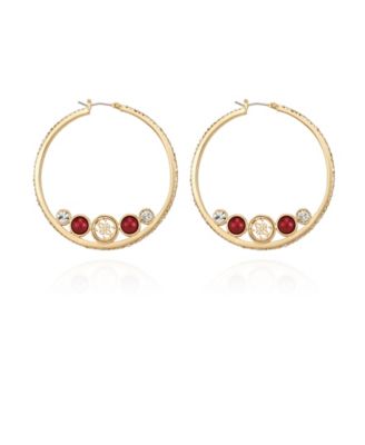 GUESS Gold-Tone Imitation Pearl & Crystal Hoop Earrings