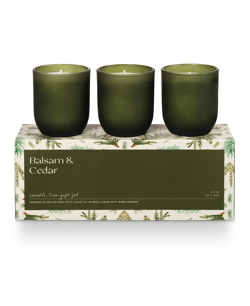 Набор подарочных подсвечников Illume Balsam & Cedar из соевого воска, набор из 3 шт