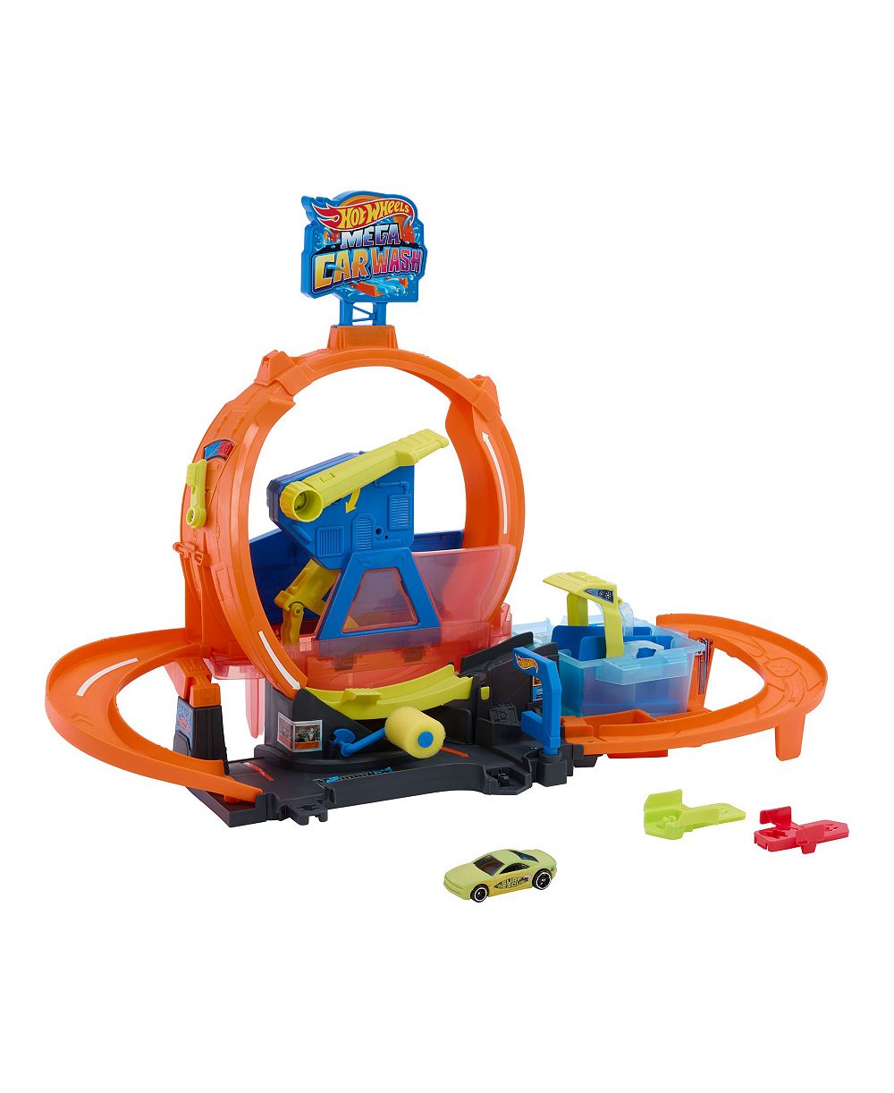 Игровой набор Hot Wheels City Color Shifters Mega Loop Car Wash, масштаб 1:64