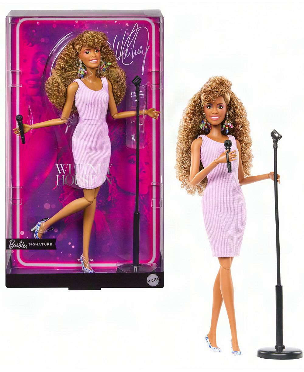 Barbie Whitney Houston Signature Collectible Doll with Iconic Dress from Music Video & Microphone, Ages 6+