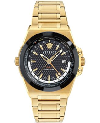 Versace Men's Greca Reaction GMT Silver Stainless Steel Bracelet Watch 41mm