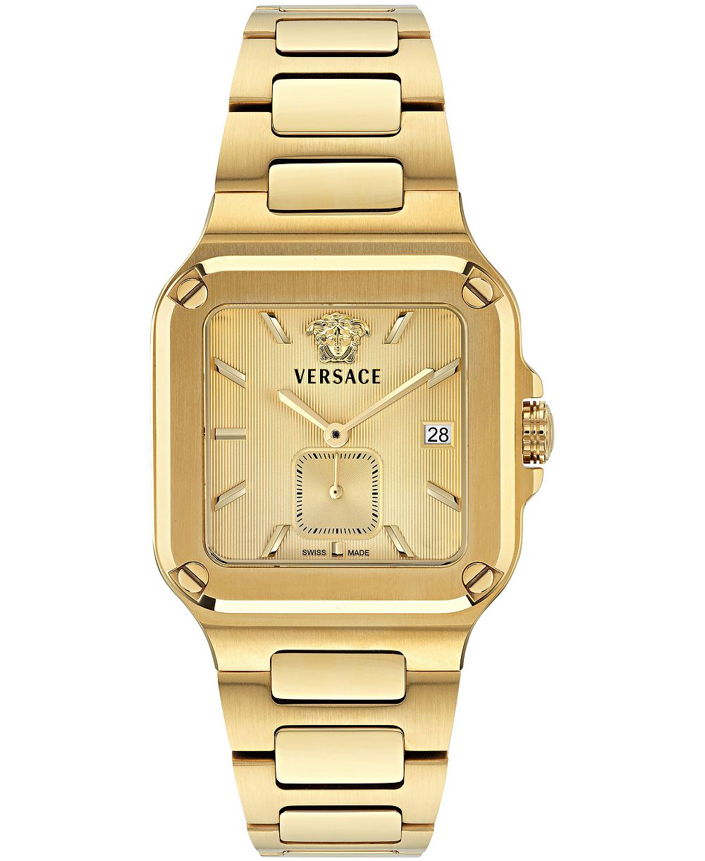 Мужские часы Versace Men's Greca Edge Silver Stainless Steel Bracelet 38x49mm
