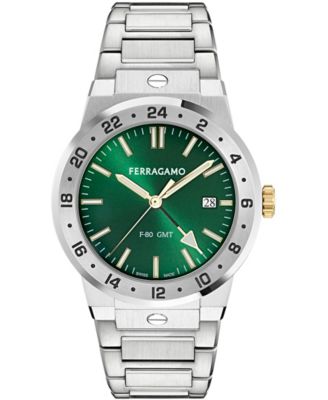 Ferragamo мужские часы GMT на браслете из нержавеющей стали серебристого цвета, 41 мм