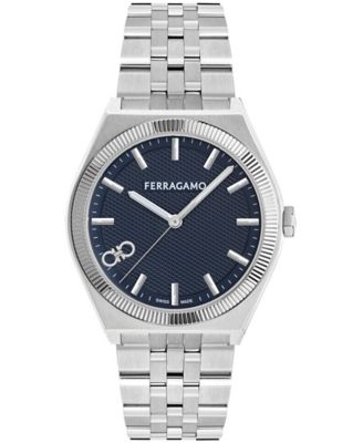 Ferragamo мужские наручные часы на стальной браслете, серебристые, 40 мм
