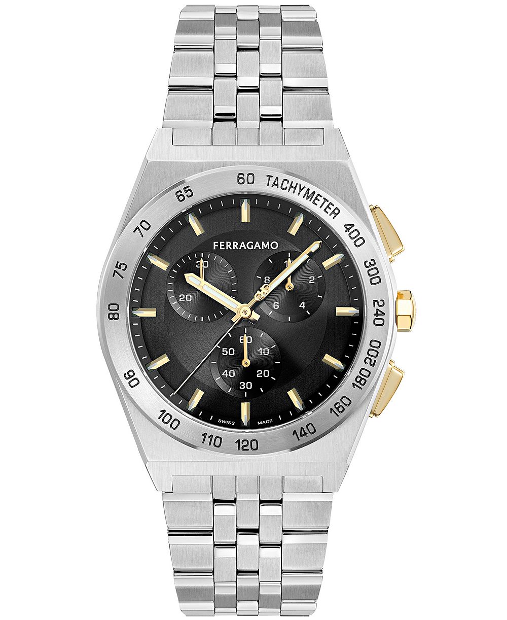Ferragamo Men's Silver Stainless Steel Chronograph Bracelet Watch 42mm