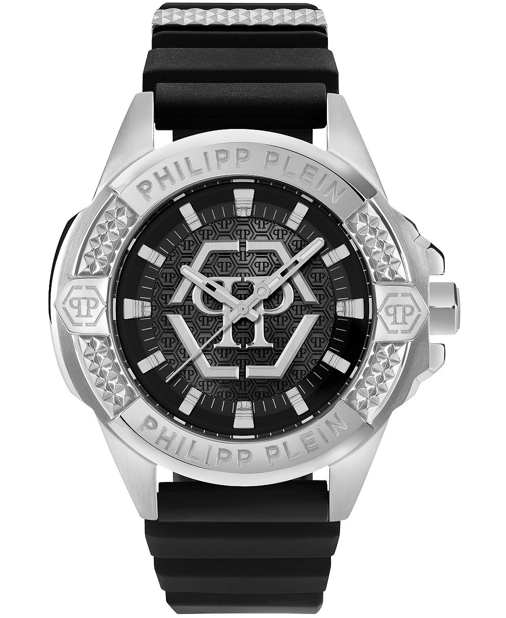 Philipp Plein Majesty Men's Black Silicone Strap Watch 45mm